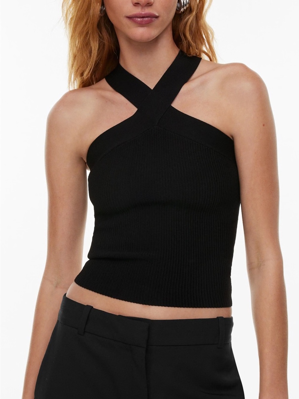 Aritzia Bavarian Sculpt Knit Cross Top